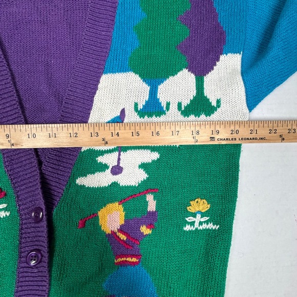 VTG Koret Sport Petites Golf Cardigan Embroidered Knit Sweater Colorful 90s EUC‎ - Picture 4 of 7